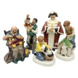 Five Royal Doulton figures comprising The Puppetmaker HN2253