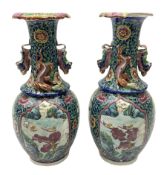 Pair of 19th Century Clobbered Chinese Export vases