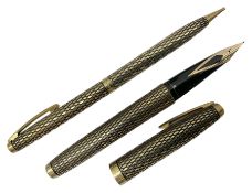 Sheaffer Imperial Sovereign fountain pen with 14k gold filled diamond pattern case and 14k gold nib