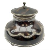 Edwardian silver and tortoiseshell inkwell by William Comyns & Sons