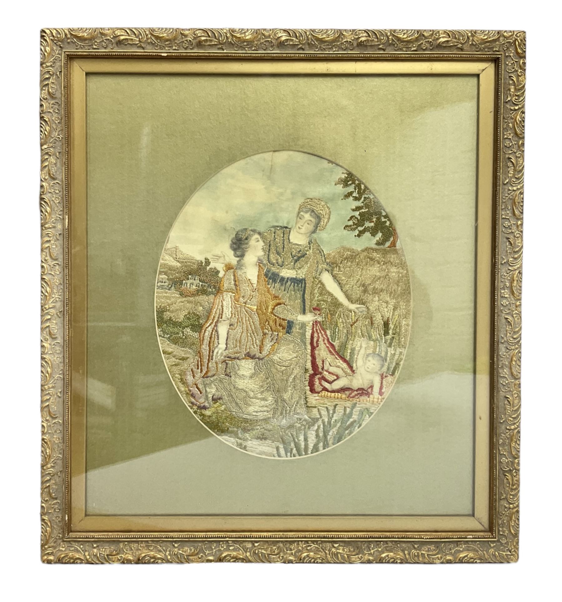 Regency silkwork in gilt frame