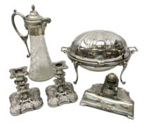 Victorian silver plate mounted cut glass claret jug