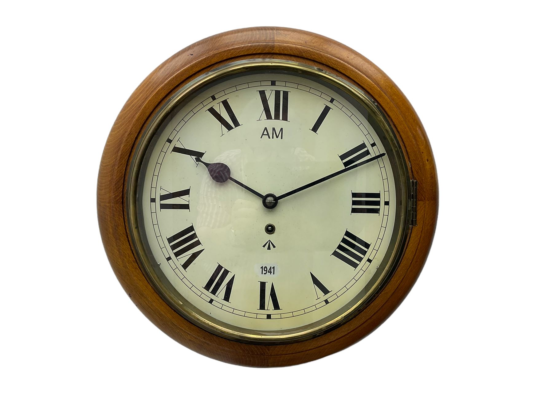 8-day wall clock with a 12� dial and spring driven German going barrel movement c1920
