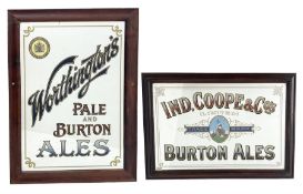 Worthingtons Brewery advertising mirror together with Burtons ales advertising mirror