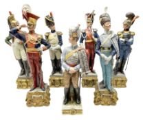 Group of seven Capodimonte figures of soldiers
