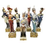 Group of seven Capodimonte figures of soldiers