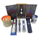 Seven Swatch quartz wristwatches including Celebration Time