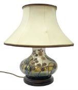 Moorcroft table lamp of squat baluster form