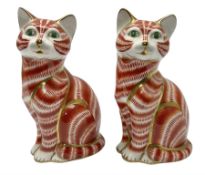 Two Royal Crown Derby Ginger Tom cat paperweights