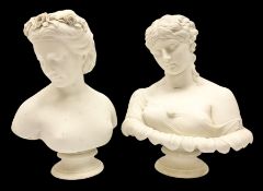 Two 20th century Parian ware female busts