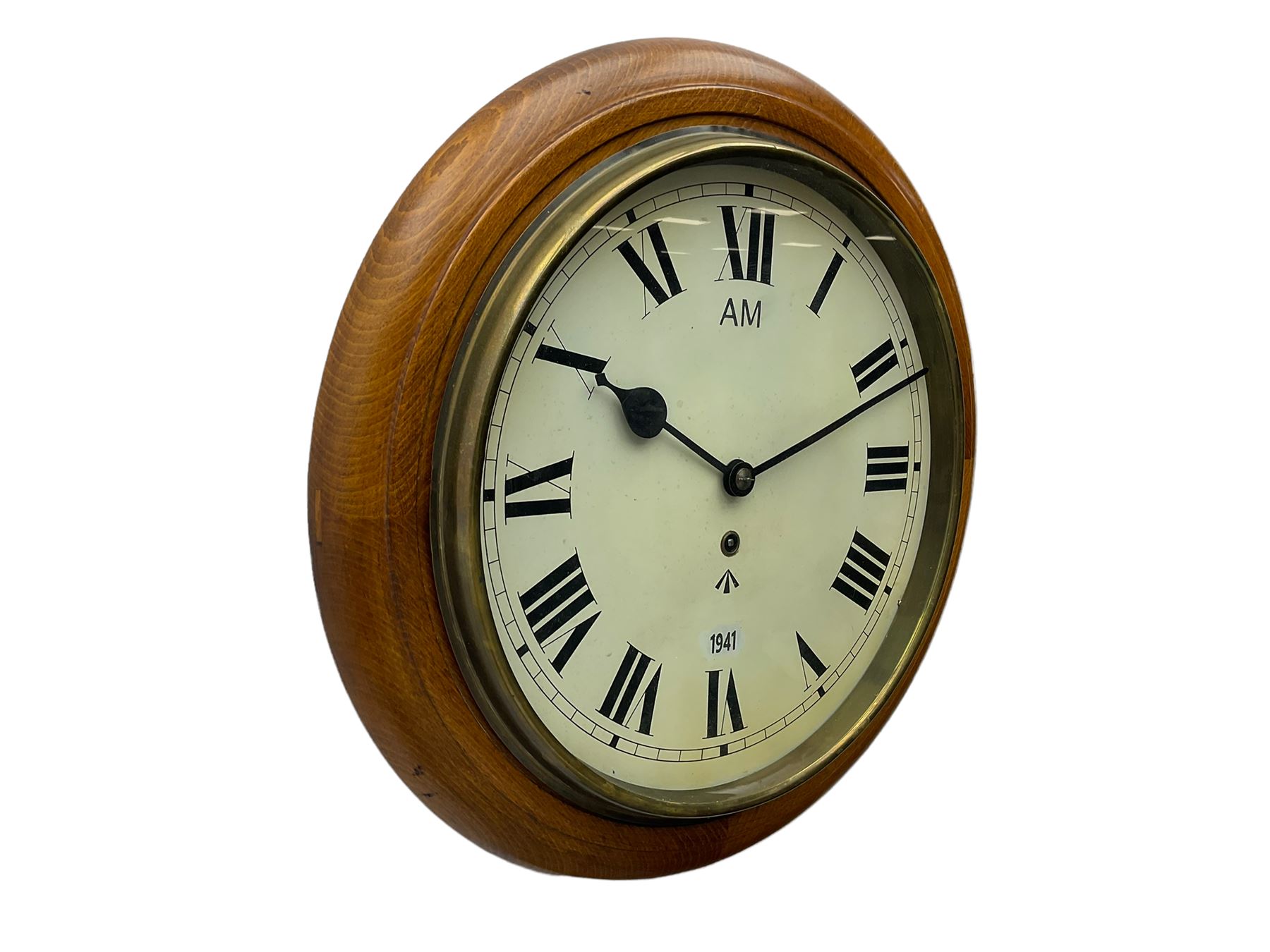 8-day wall clock with a 12� dial and spring driven German going barrel movement c1920 - Image 3 of 4