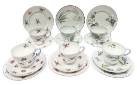 Set of six Shelley teacup trios
