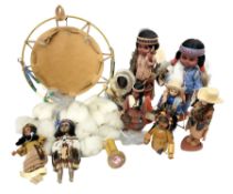 Collection of Native American sleep eye dolls to include approximately five Carlson examples