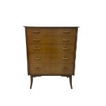 Mid-20th century walnut five drawer chest