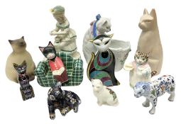 Quantity of cat figures to include Royal Albert Beatrix Potter Mrs Ribby figure