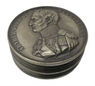 Commemorative pewter snuff box depicting Arthur Duke of Wellington by Allen & Moore of Birmingham