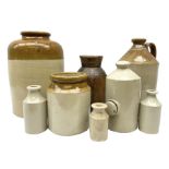 Large Doulton Lambeth stoneware jar together with other stoneware flagon