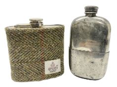 Silver plated hip flask with removable cup