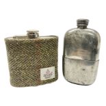 Silver plated hip flask with removable cup