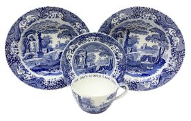 Spode blue and white cup in the Italian pattern with Auld Lang Syne text to rim