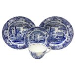 Spode blue and white cup in the Italian pattern with Auld Lang Syne text to rim