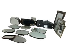 Large collection of mid to late 20th century frameless mirrors