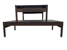 Mid-20th century rectangular teak coffee table with black lacquered top (117cm x 61cm