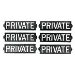 Six cast iron private signs