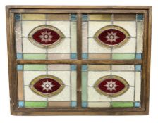 Leaded stained glass panel in frame