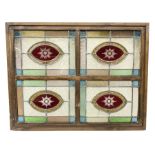 Leaded stained glass panel in frame