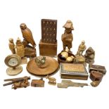 Quantity of treen to include Folk Art carved figures
