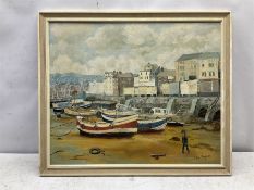 Lottie Hodgson (British 20th century): 'Boats at Low Tide'