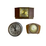 Two 1970's mantle clocks and a French ships bulkhead clock in a chrome case