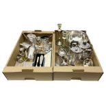 Collection of silver plate and other metal ware to include Victorian four piece silver plated tea Se