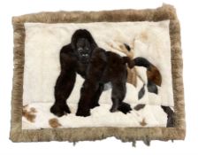 Alpaca rug/wall hanging depicting a gorilla on a cream background