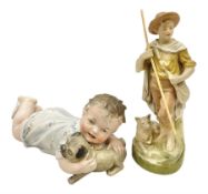 Royal Dux porcelain figure of shepherd boy and his dog with impressed number 2261