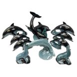 Collection of Poole pottery dolphins