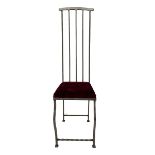 High back polish wrought metal chair