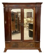 Late 19th century mahogany double wardrobe