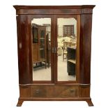 Late 19th century mahogany double wardrobe