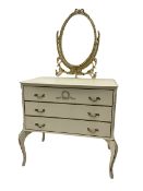 French style cream and gilt dressing chest