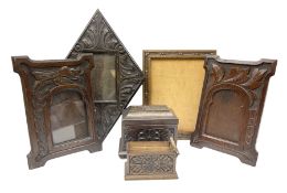 Four carved oak picture frames