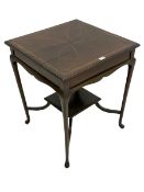 Edwardian inlaid mahogany square occasional table