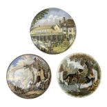 Three prattware pot lids