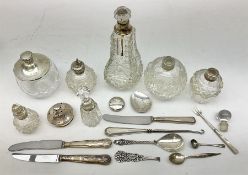 Group of glass silver collared and lidded jars