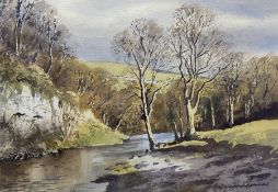 E Charles Simpson (British 1915-2007): 'Winter Trees at Loup Scar - Burnsall'