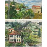 Pat Faust (British fl.1950-2000): 'Quinta Magnolia' Continental Villa Landscape