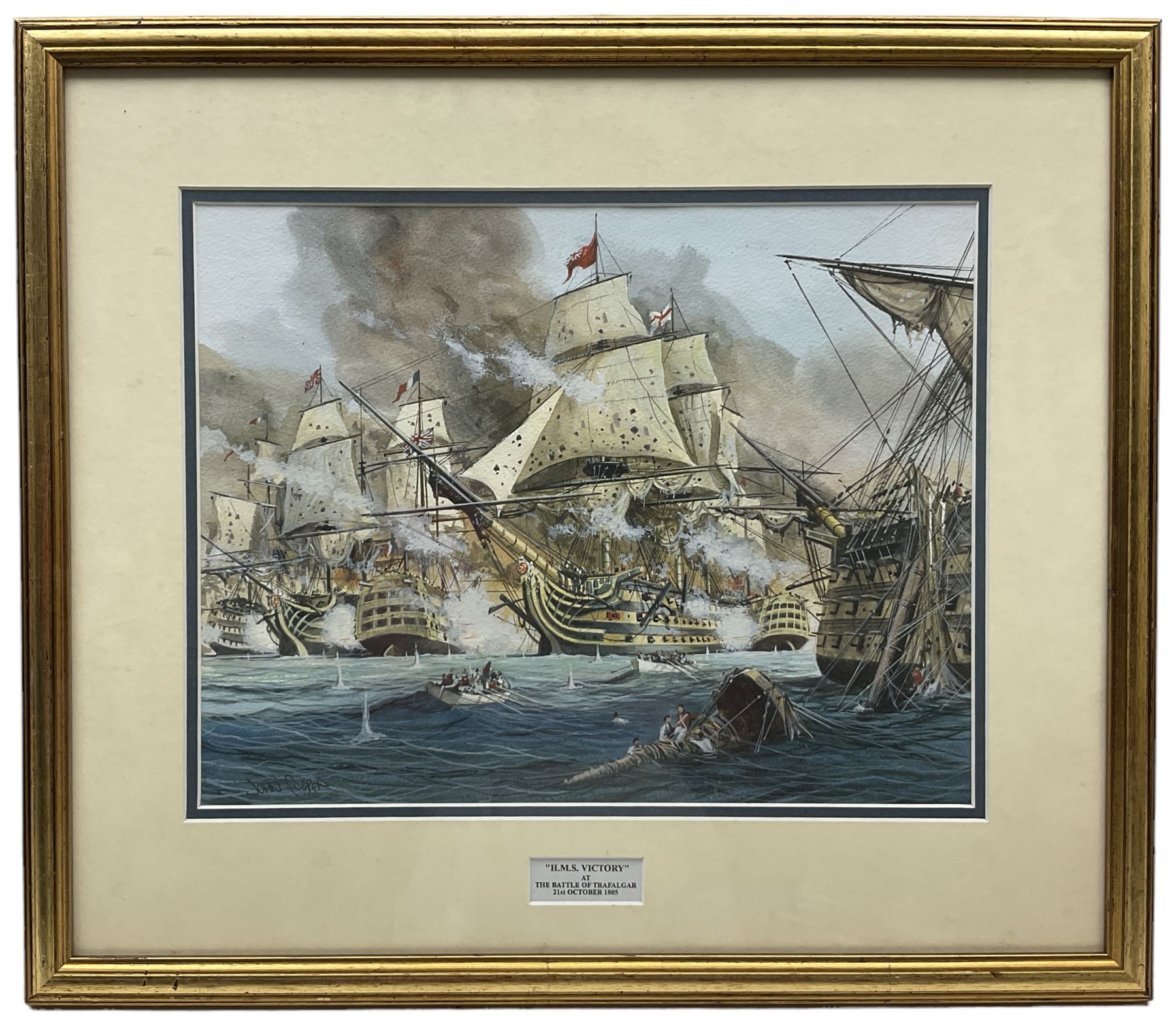 John Cooper (British 1942-): 'HMS Victory at the Battle of Trafalgar 21st October 1805' - Image 2 of 2