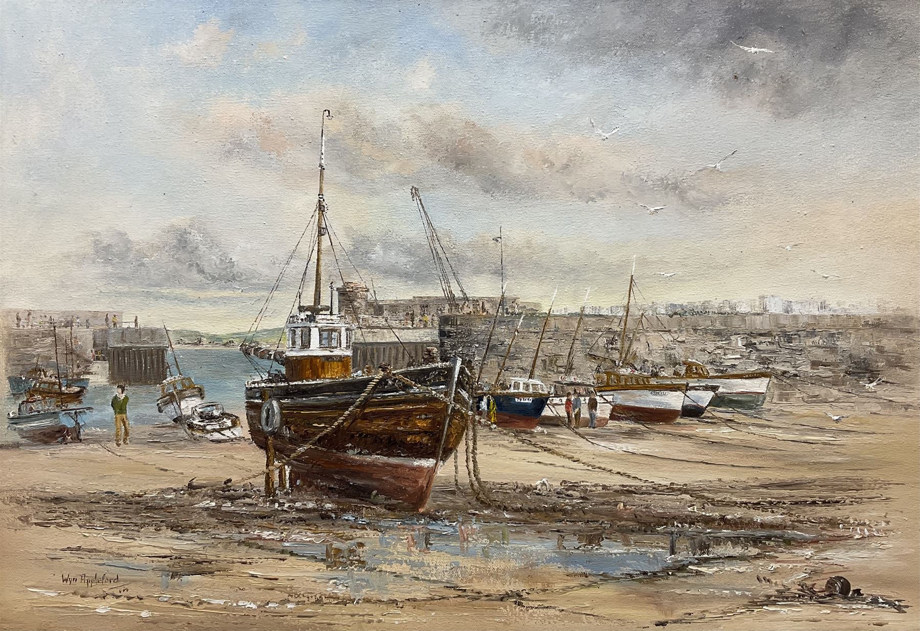 Wyn Appleford (British 1932-2016): Harbour Scene at Low Tide