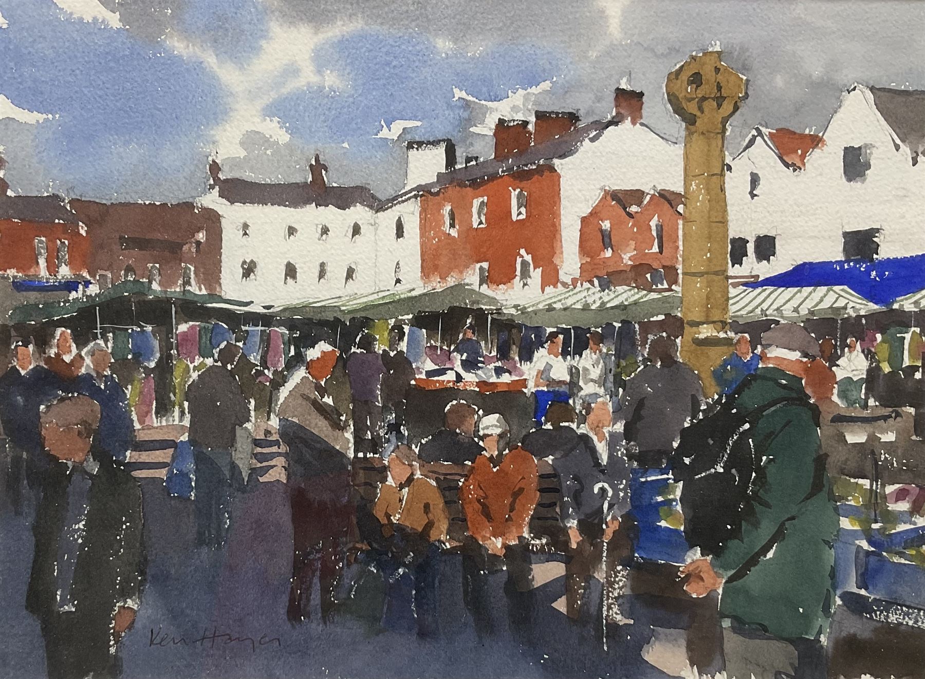 Ken Hayes (British 1962-): Yorkshire Market Place